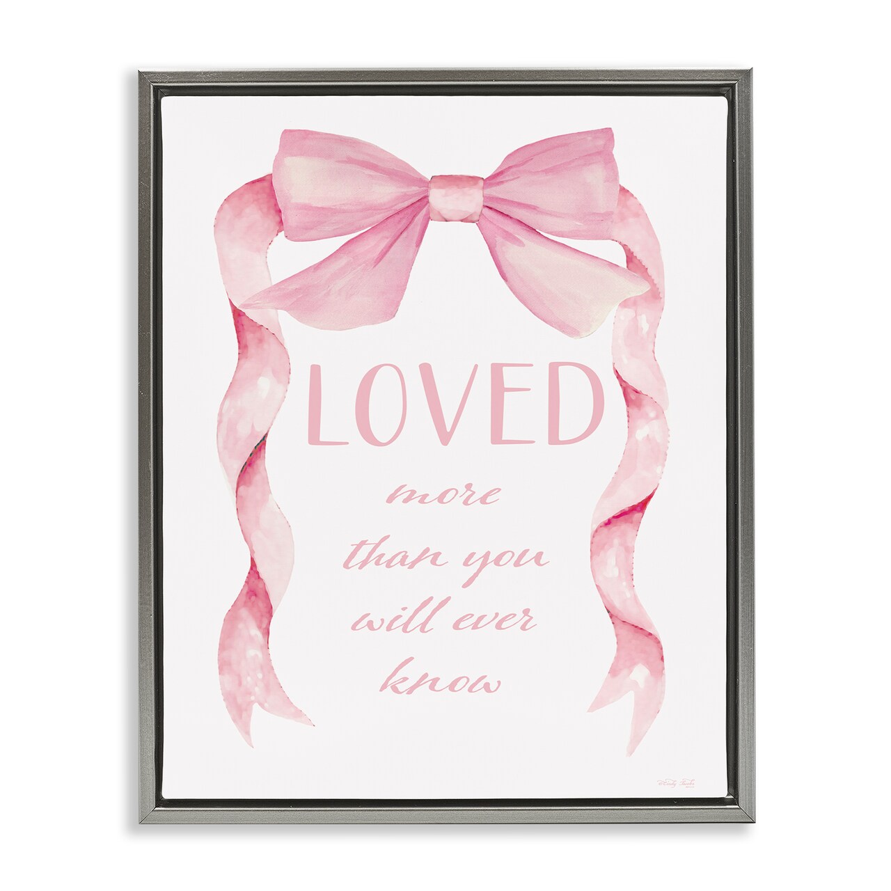 Stupell Industries Loved More Sentiment Pink Ribbon Floating Frame, design by Cindy Jacobs